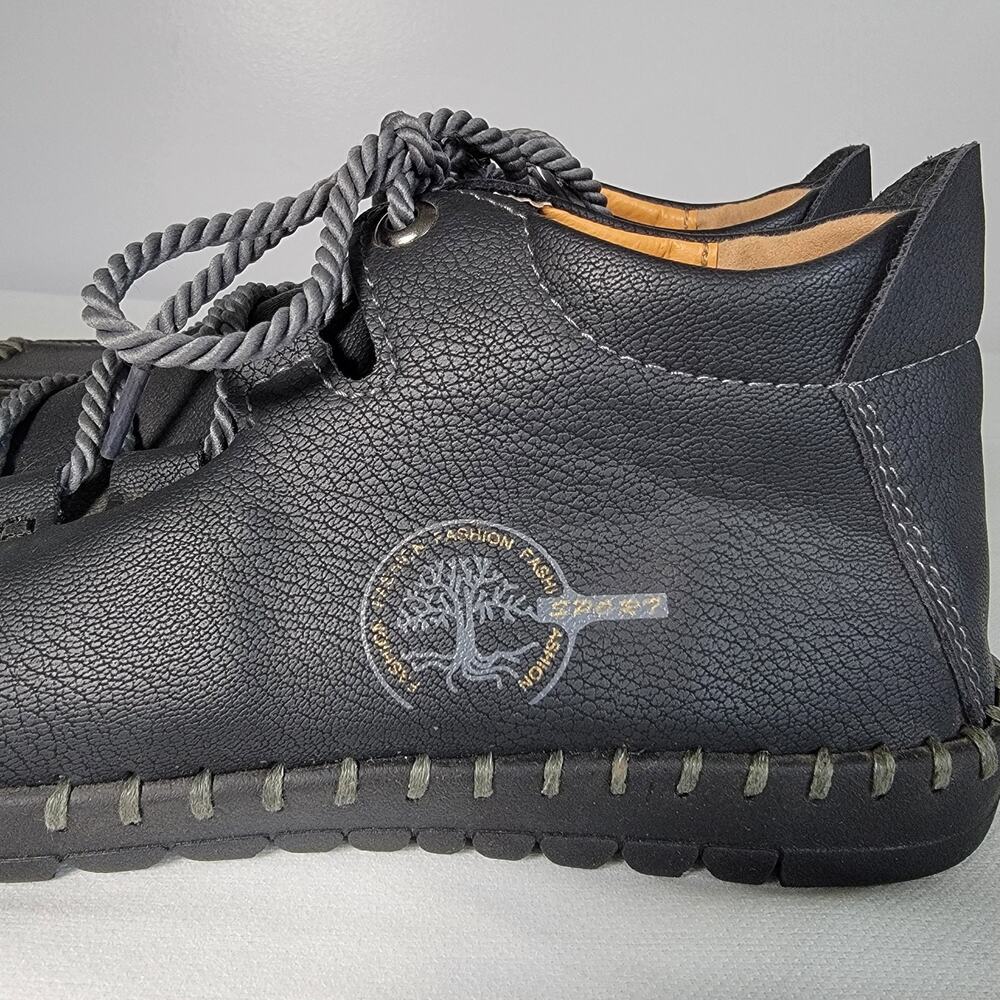 Mens Ankle Loafers EU Sz 46 Black Casual Driving Walking Leisure Cabincore - Picture 4 of 11